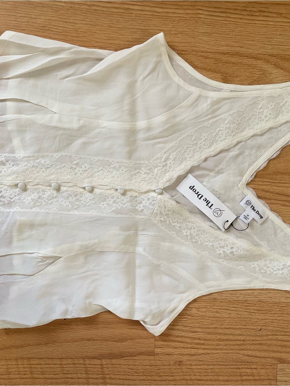 Women's Ivory Lace Trim Tank